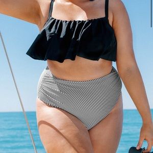 Cupshe Ruffle Plus Size Bikini With High Waisted Bottom